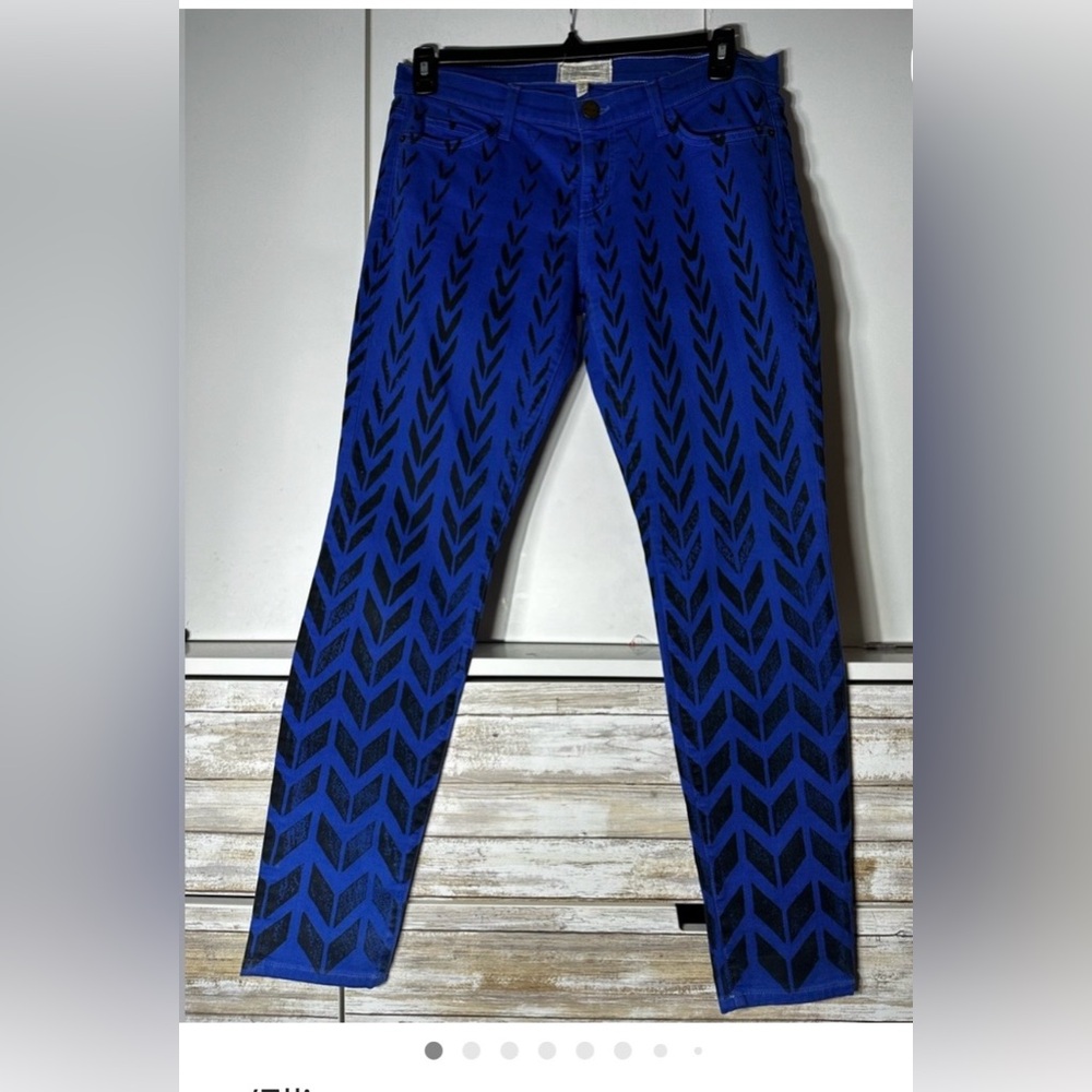 👖 Current Elliott The Ankle Skinny Jeans Size 29 Cobalt Chevron Made USA